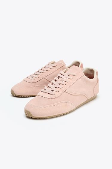 CONTRAST LEATHER TRAINERS - Pink by Zara - Image 1