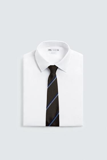 100% SILK STRIPED TIE - Navy blue de Zara - Image 5