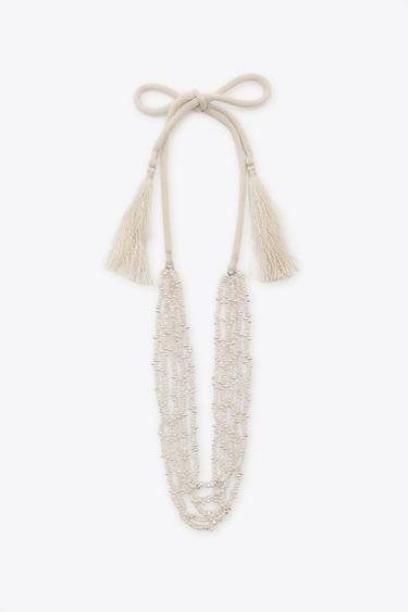PACK OF 2 BEADED FAUX PEARL NECKLACES - Pearl grey by Zara - Image 3