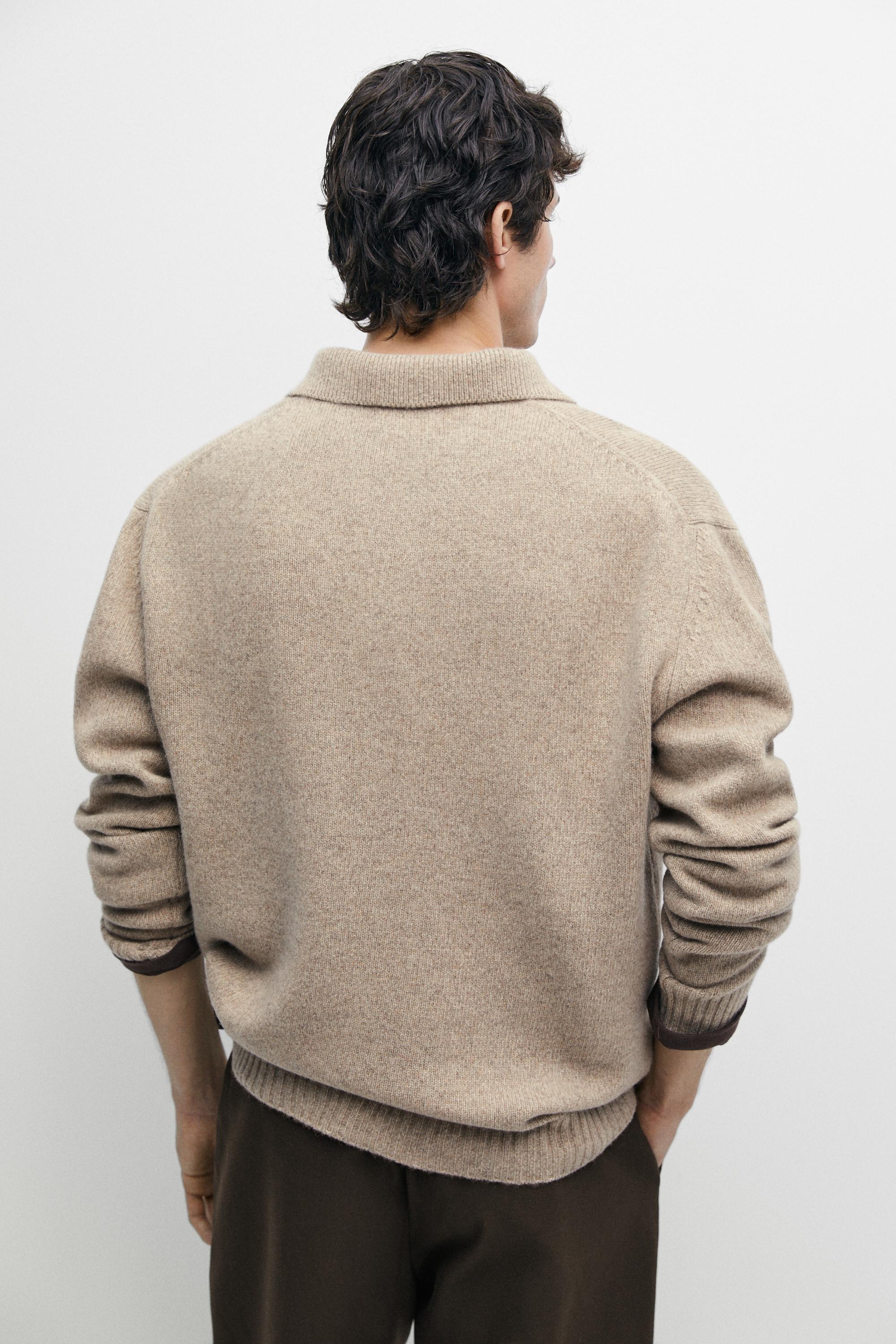 100% wool knit polo sweater