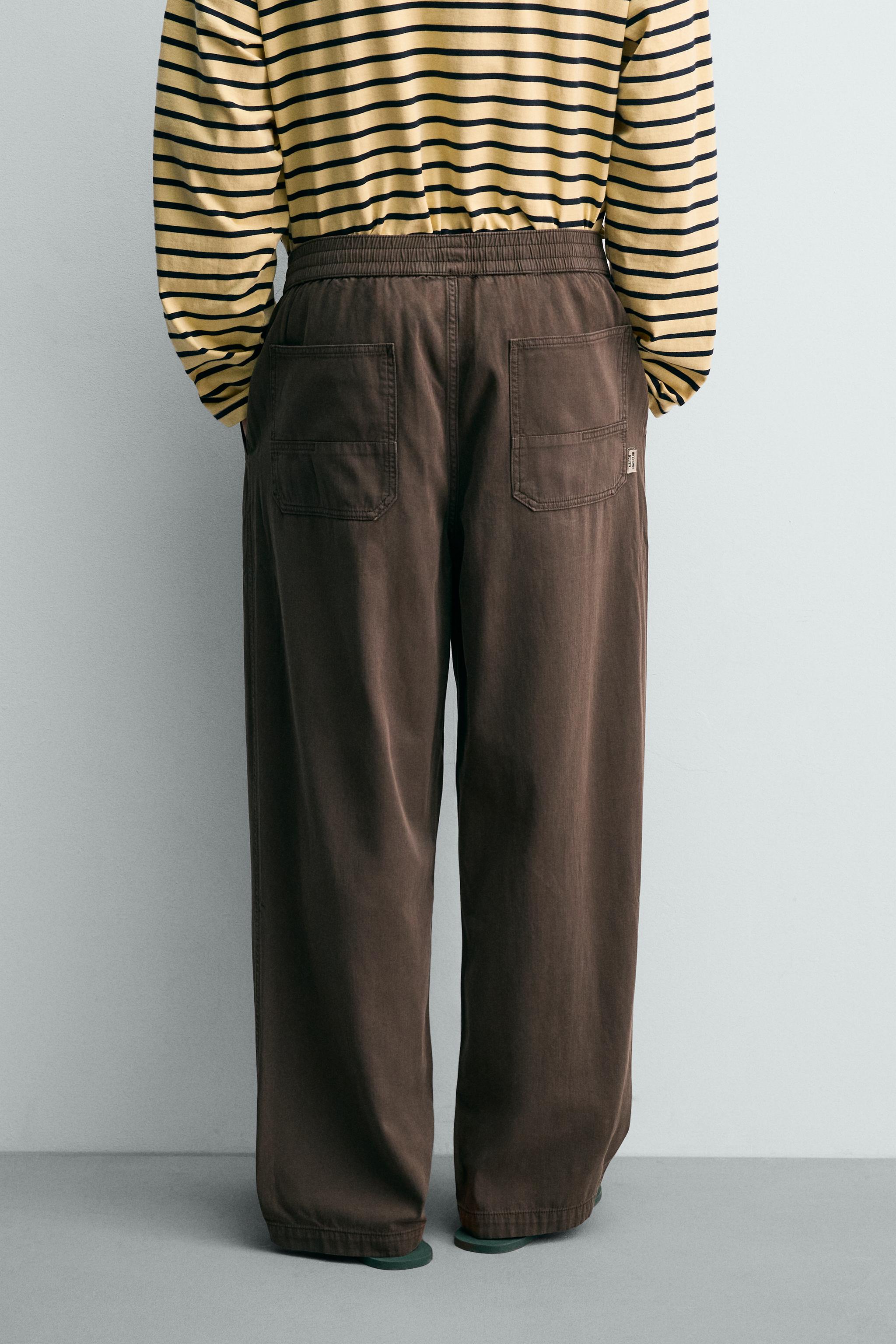 Мужские брюки Zara RELAXED FIT HERRINGBONE PANTS — фото 3