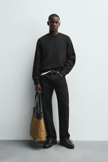 HEAVYWEIGHT CREW NECK SWEATSHIRT - Black by Zara