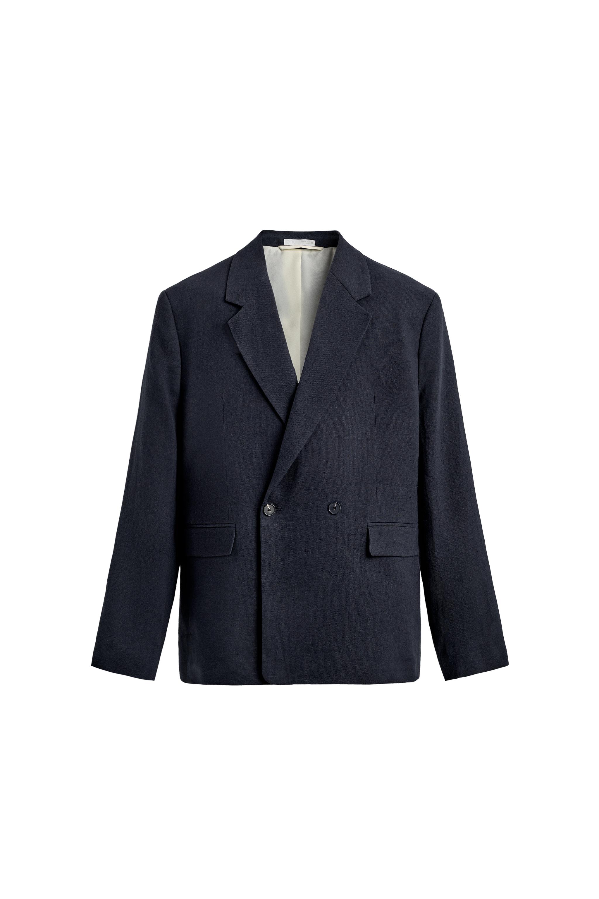 DOUBLE BREASTED LINEN - COTTON SUIT JACKET