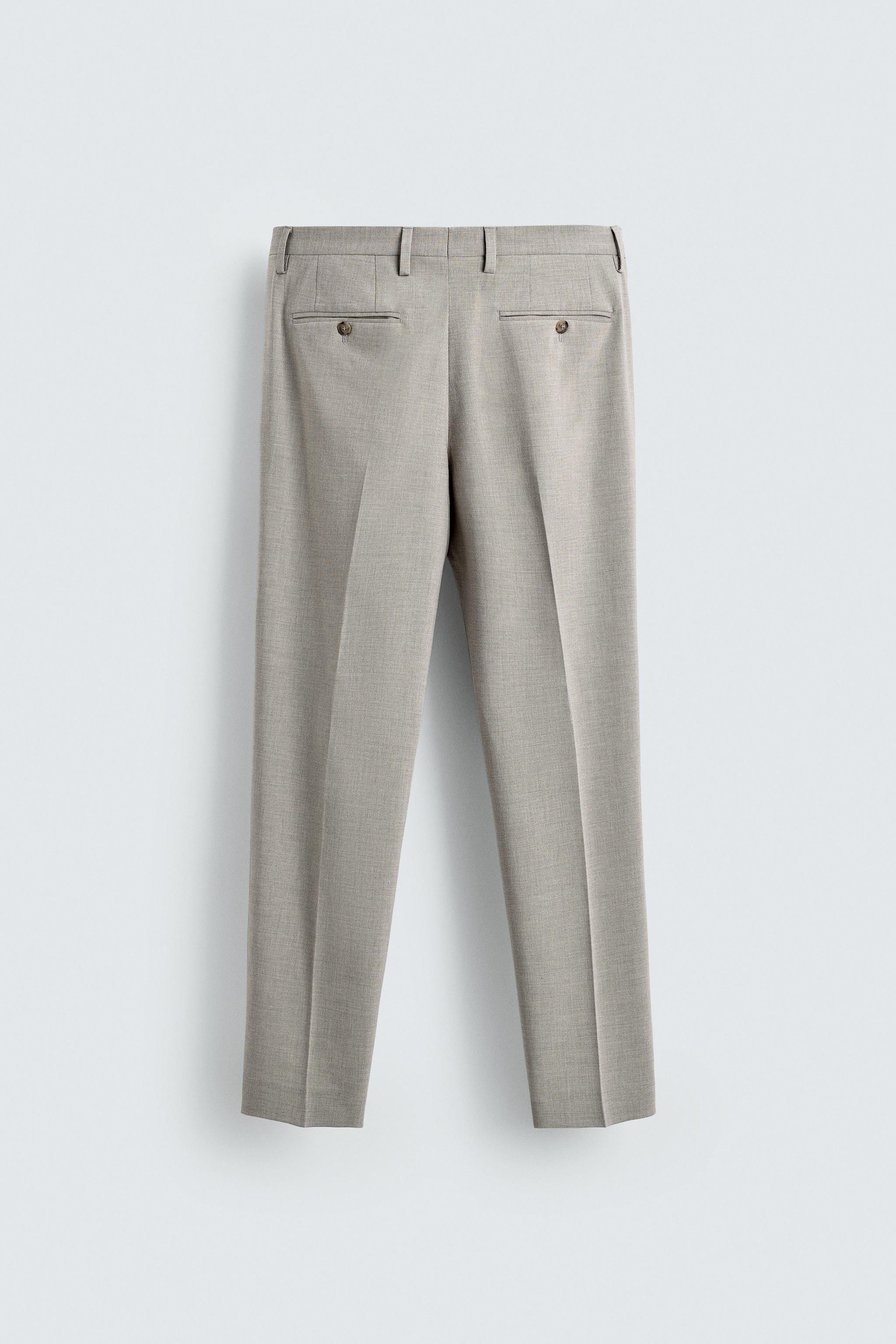【ZARA】ウォッシュドパレオパンツ グレーグリーン 4174/195/916 TEXTURED SUIT PANTS - Grayish | ZARA United States