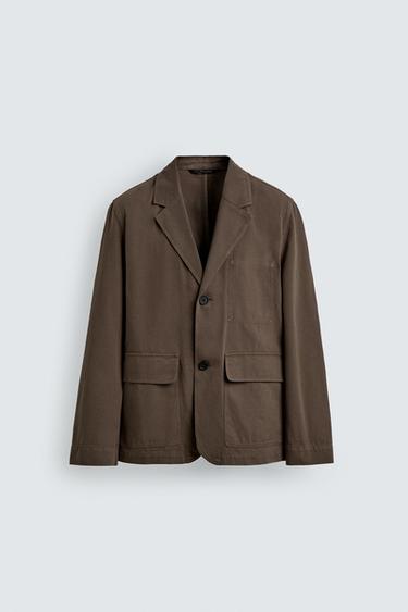 بليزر قطني RELAXED FIT - بني الخاص بـ Zara