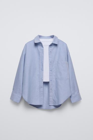 OXFORD SHIRT AND RIBBED TOP - Light blue by Zara - Image 0