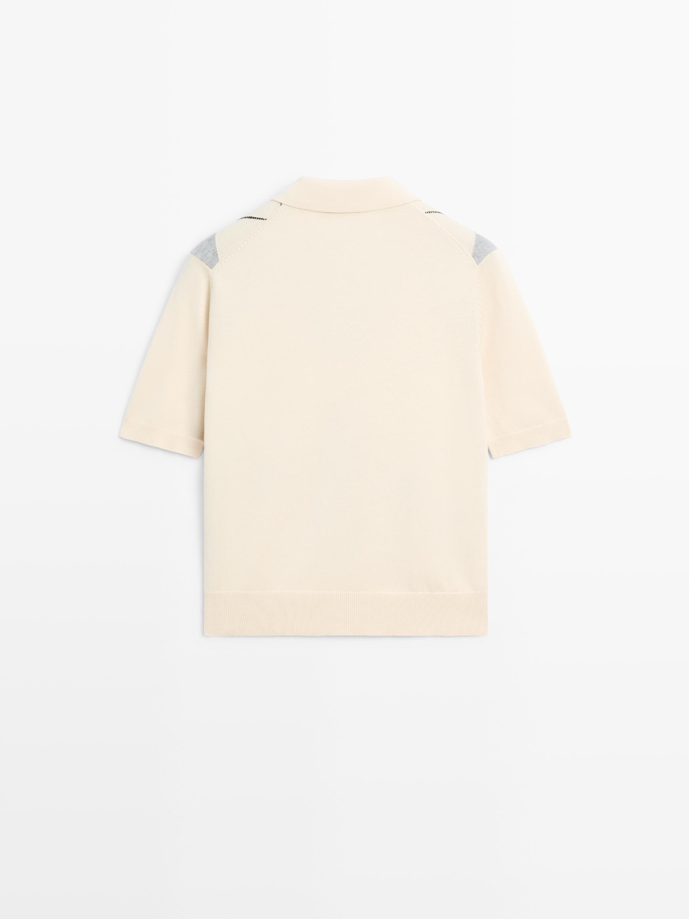 Argyle knit polo sweater