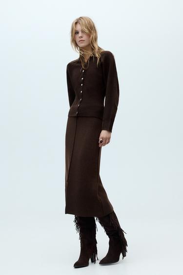 LANGE TRICOT ROK - Bruin van Zara - Afbeelding 0