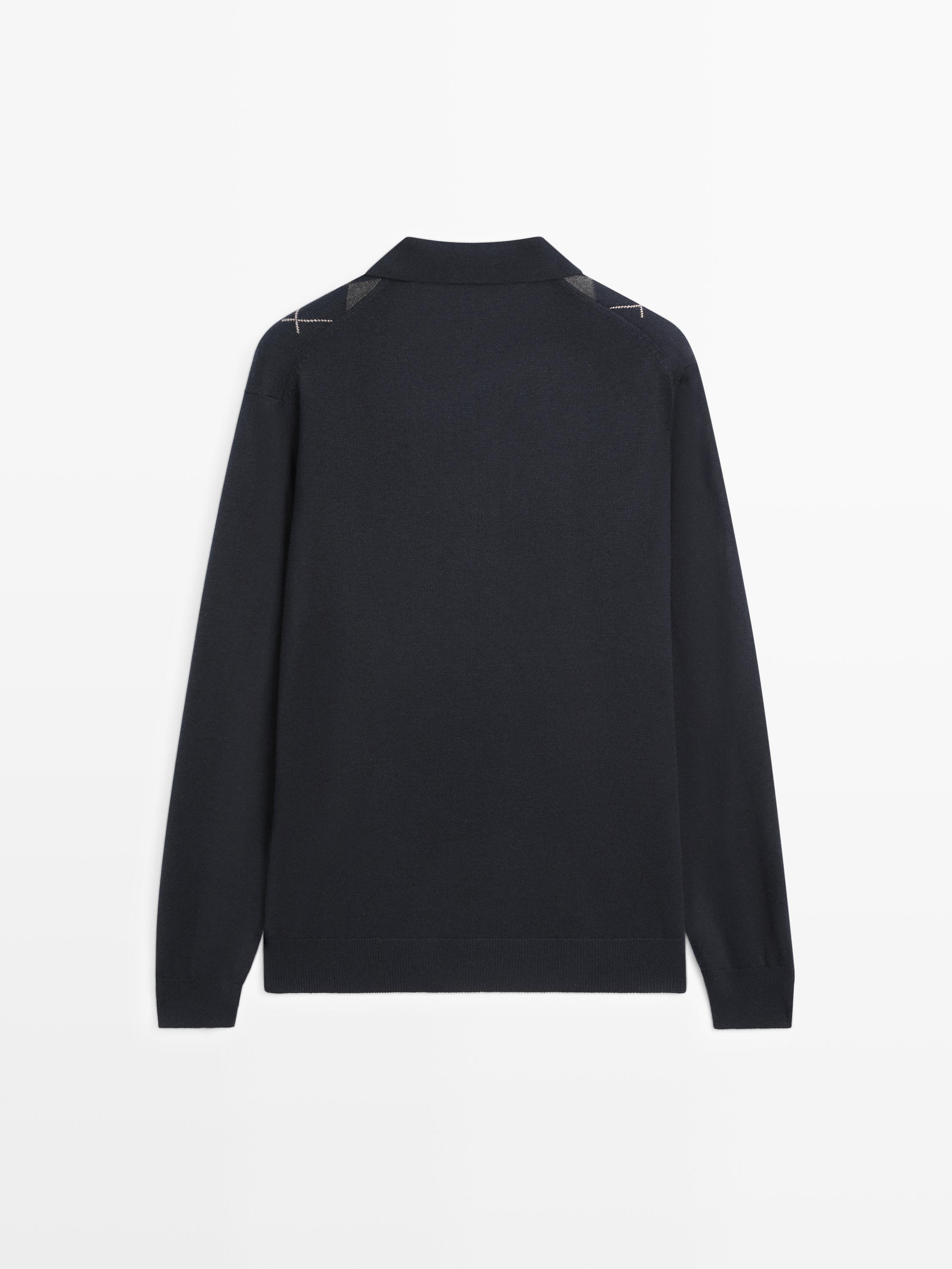 Knit sweater with argyle detailing