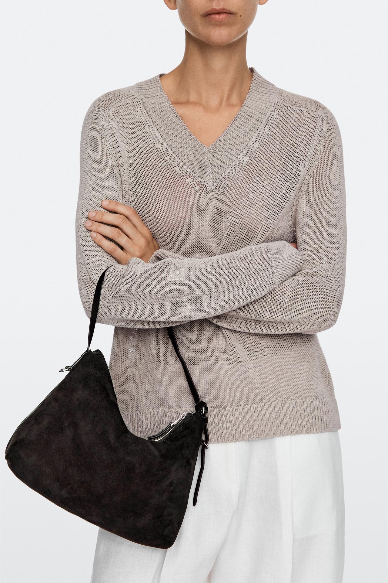 Medium suede shoulder bag — Chocolate