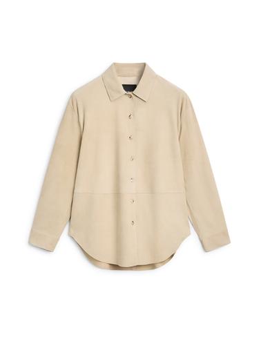 Chemisier en cuir finition daim - Sable de Zara