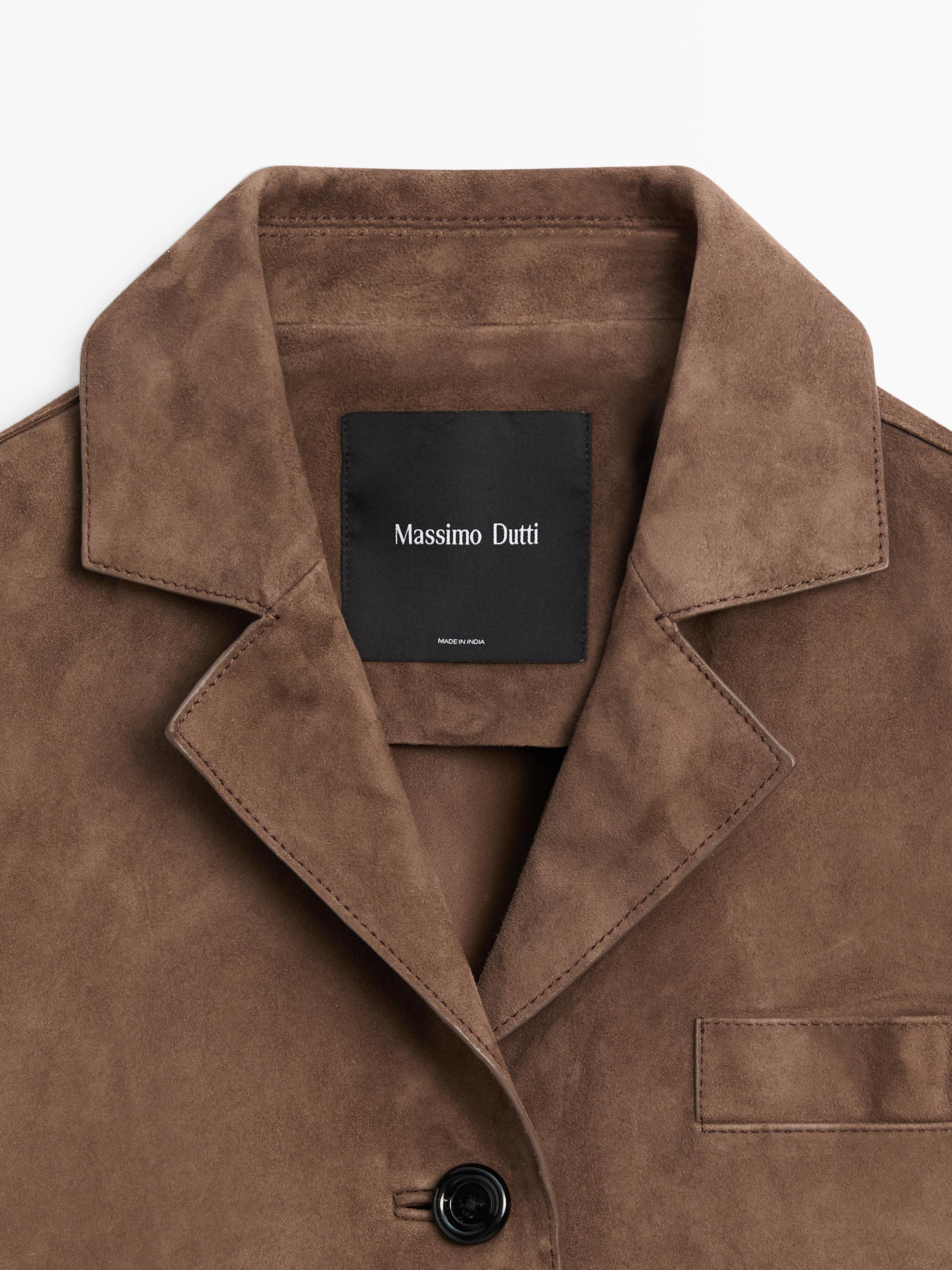 Veste fluide en cuir finition daim