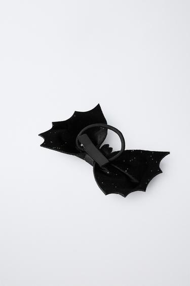 VELVET BATWING SLEEVE HAIR TIE - Black by Zara - Image 1