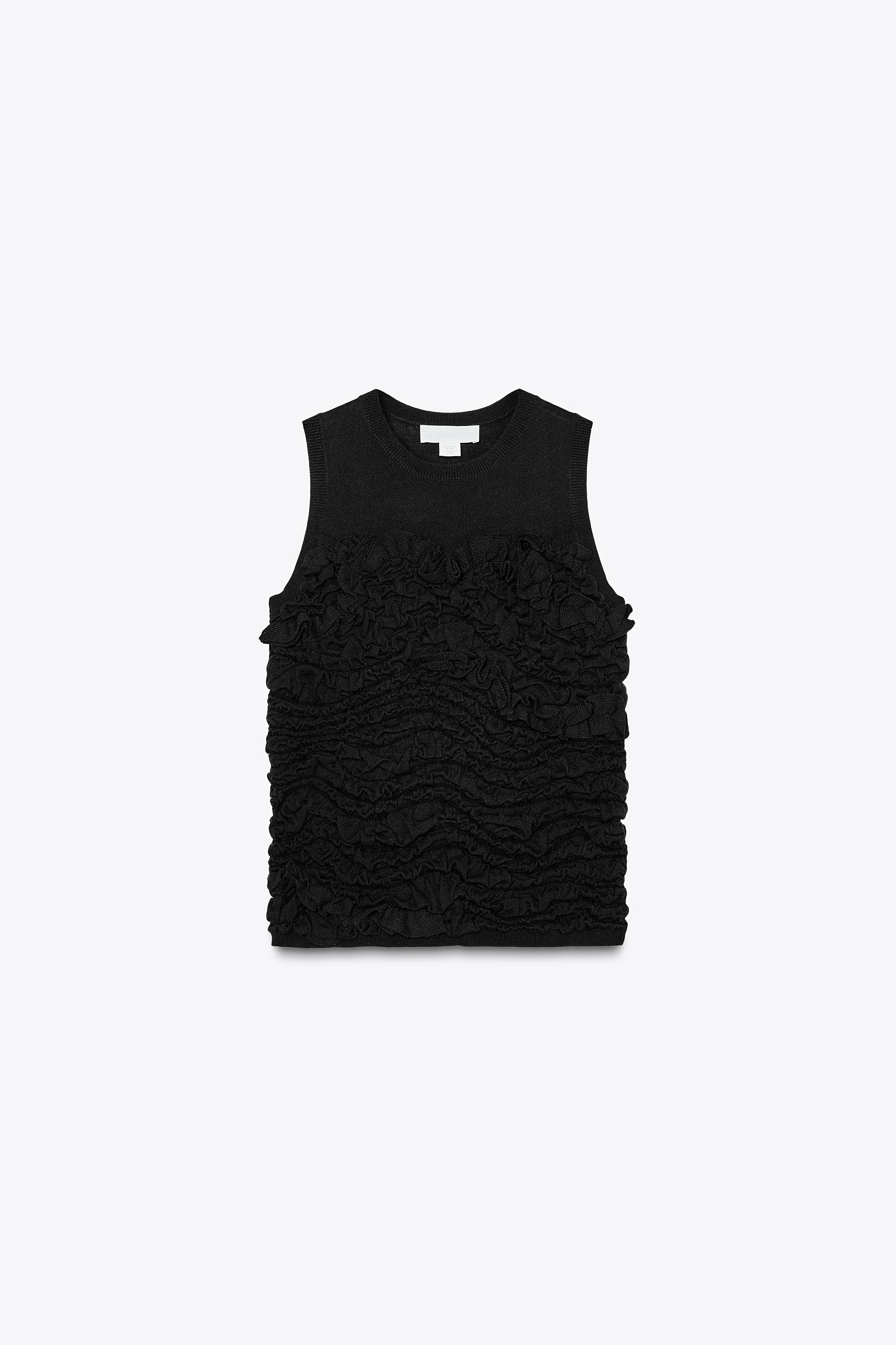 ZARA フリル ギャザーディテール トップス X FANGLU LIN フリル ギャザーディテール トップス X FANGLU LIN - ブラック