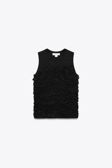 HAUT À PLIS À VOLANTS X FANGLU LIN - Noir de Zara - Image 5