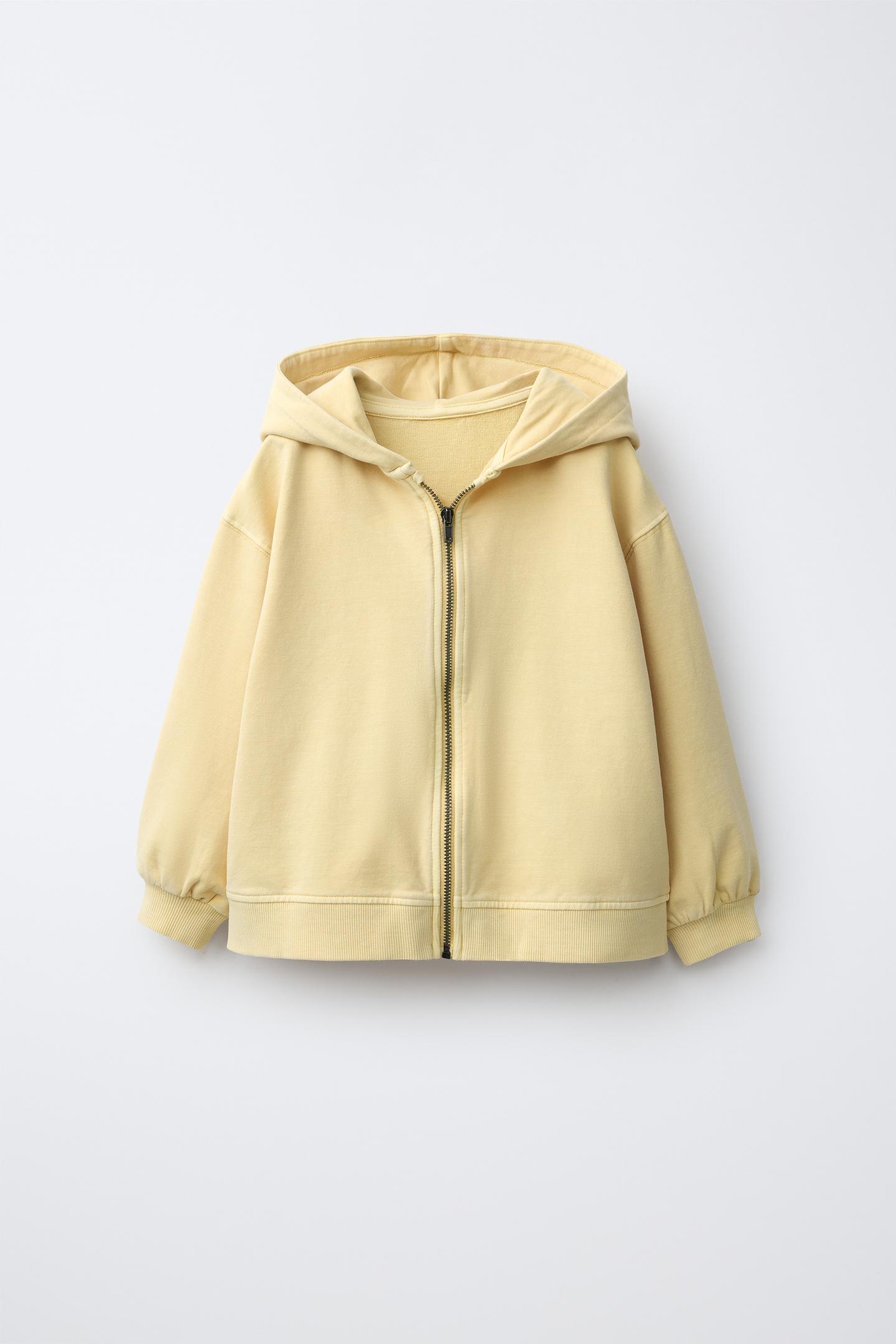 Детское худи Zara Plain Zip-Up, цвет: Ванильный