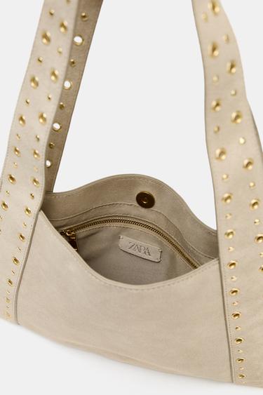 SACS EN CUIR VELOURS BANDOULIÈRE AVEC CLOUS - SABLE/MARRON de Zara - Image 5
