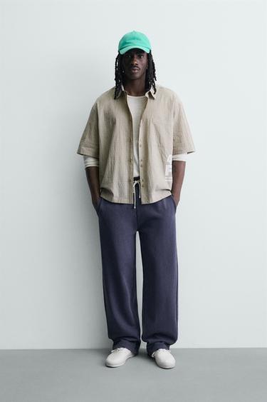 SKJORTE MED TEKSTPRINT - gyldenbrun fra Zara - Billede 0