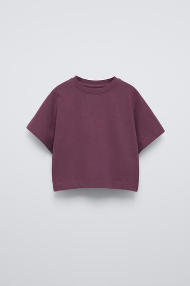 Zara BASIC INTERLOCK T-SHIRT - Eggplant