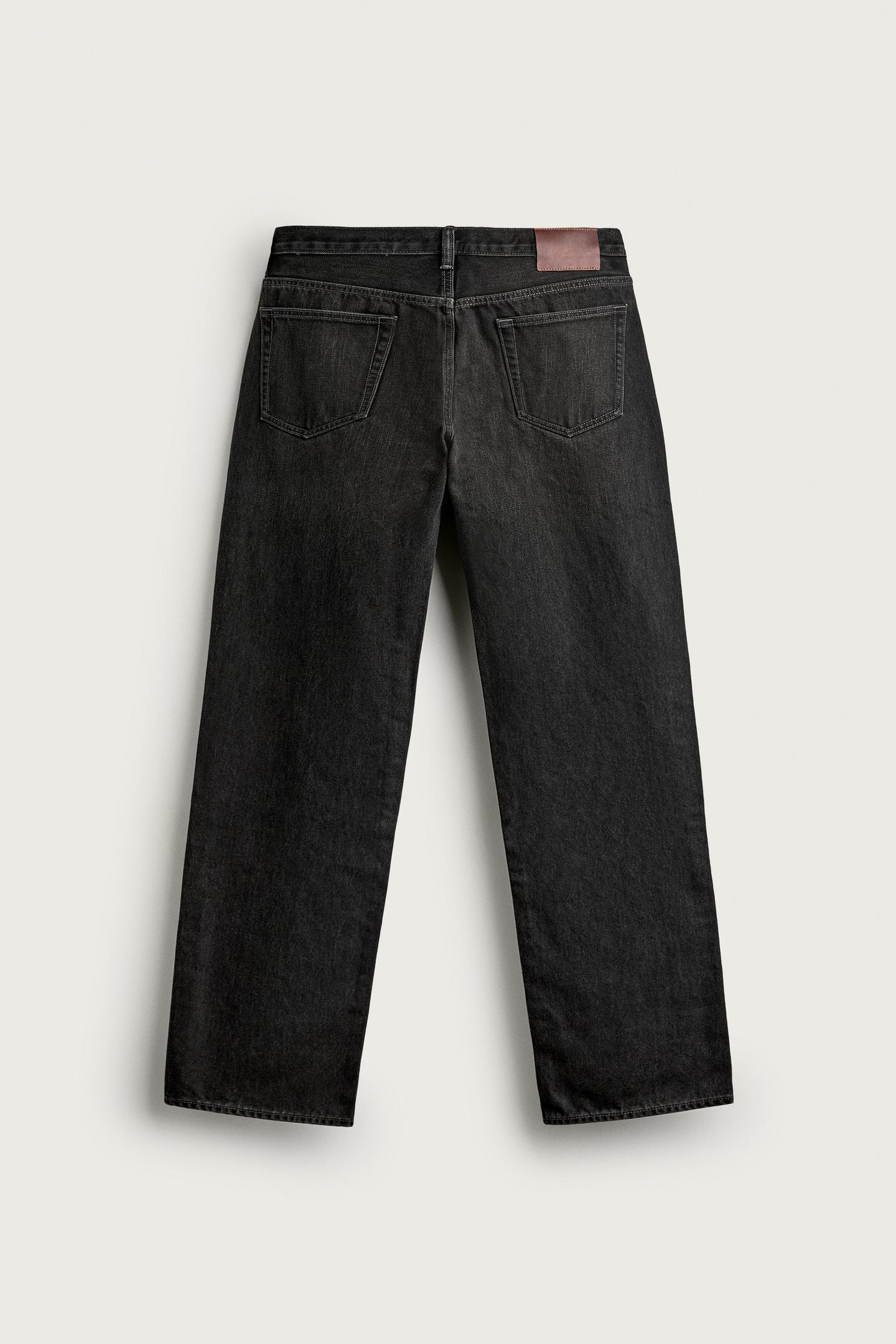 Мужские джинсы Zara Straight-Fit Long-Length, цвет: Чёрный — фото 7