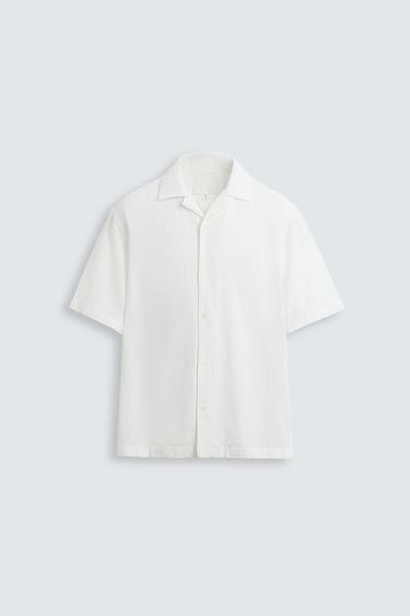 Zara JACQUARD STRIPED SHIRT - Ecru