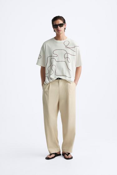 T-SHIRT IMPRIMÉ CONTRASTE - Blanc cassé de Zara - Image 0