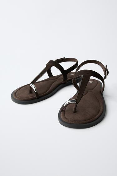 SANDALES EN CUIR - Marron de Zara - Image 2