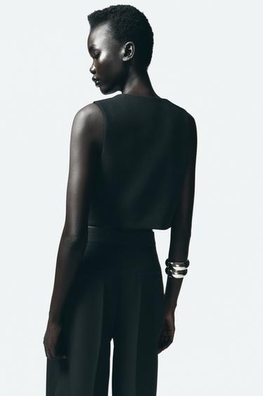 GILET DE TAILLEUR COURT - Noir de Zara - Image 6