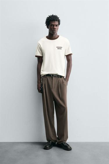CAMISETA ESTAMPADO CONTRASTE - Blanco roto de Zara - Imagen 0