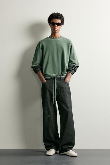 SUDADERA MANGA EFECTO DOBLE - Verde de Zara - Imagen 0