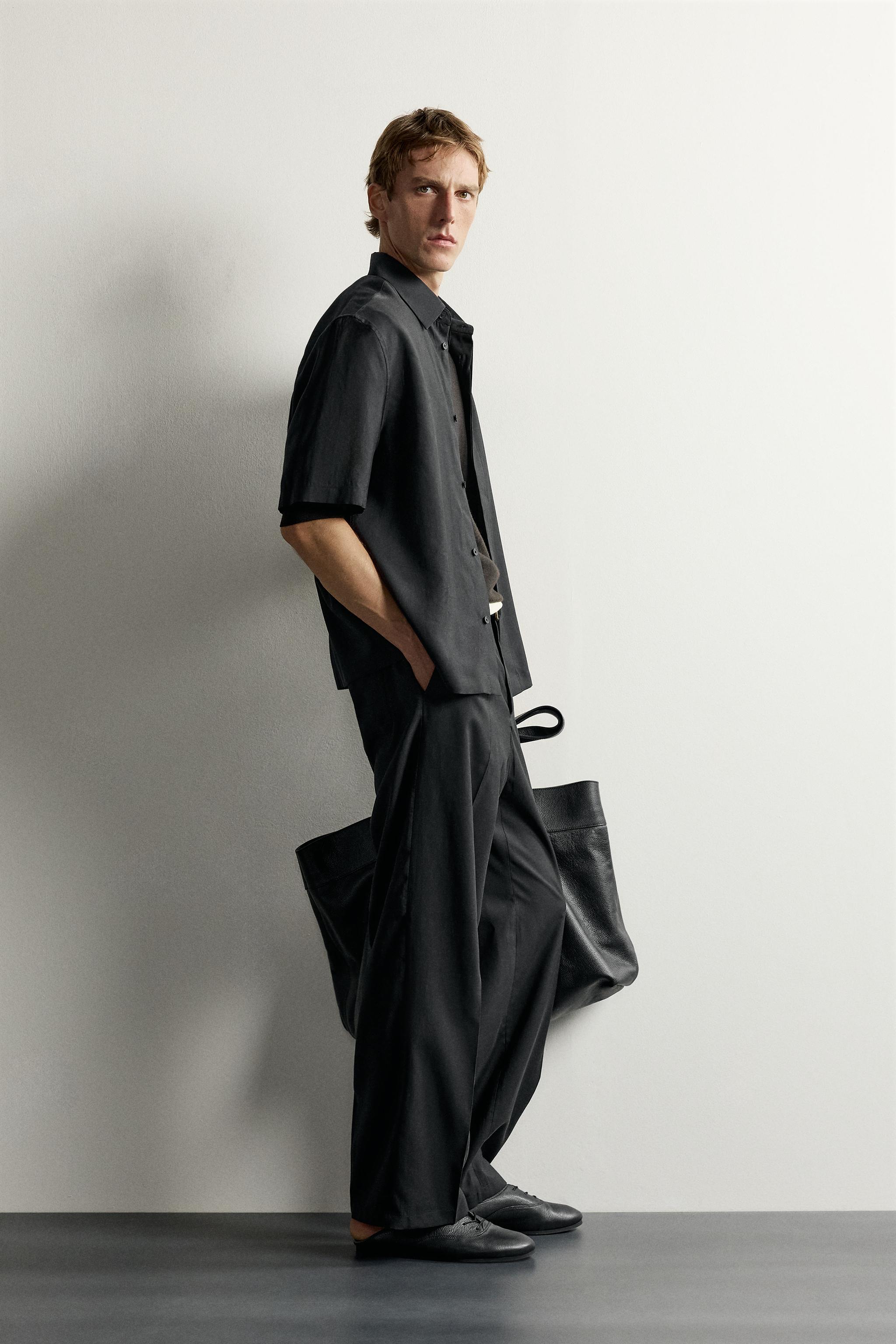 Мужские рубашки Zara RELAXED FIT FLUID SHIRT — фото 4
