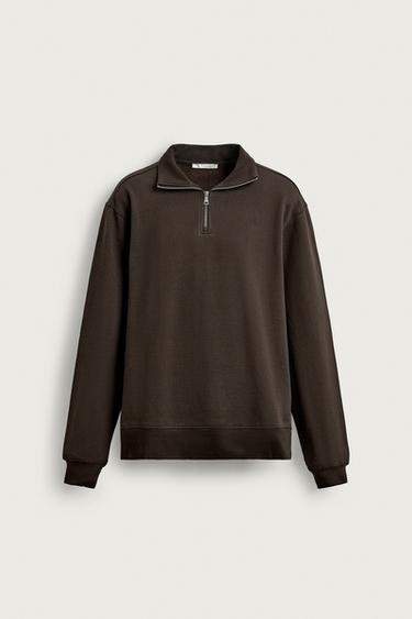 SUDADERA CUELLO CREMALLERA BÁSICA - Marrón de Zara