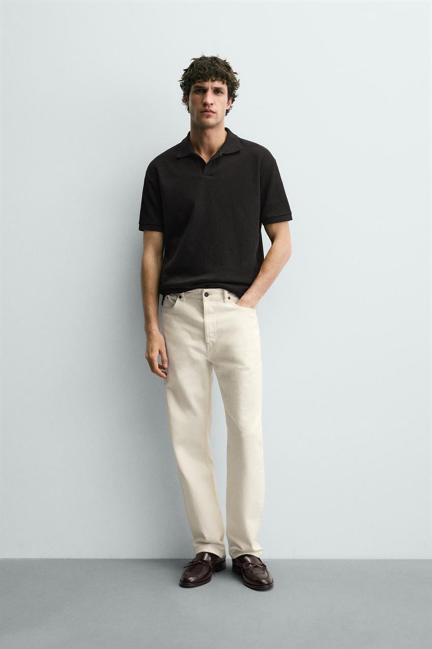 slim fit dress slacks The Original Dress Collar Polo Black M