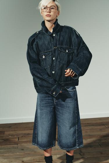 VESTE EN JEAN TRF À PATTES - Bleu marine de Zara