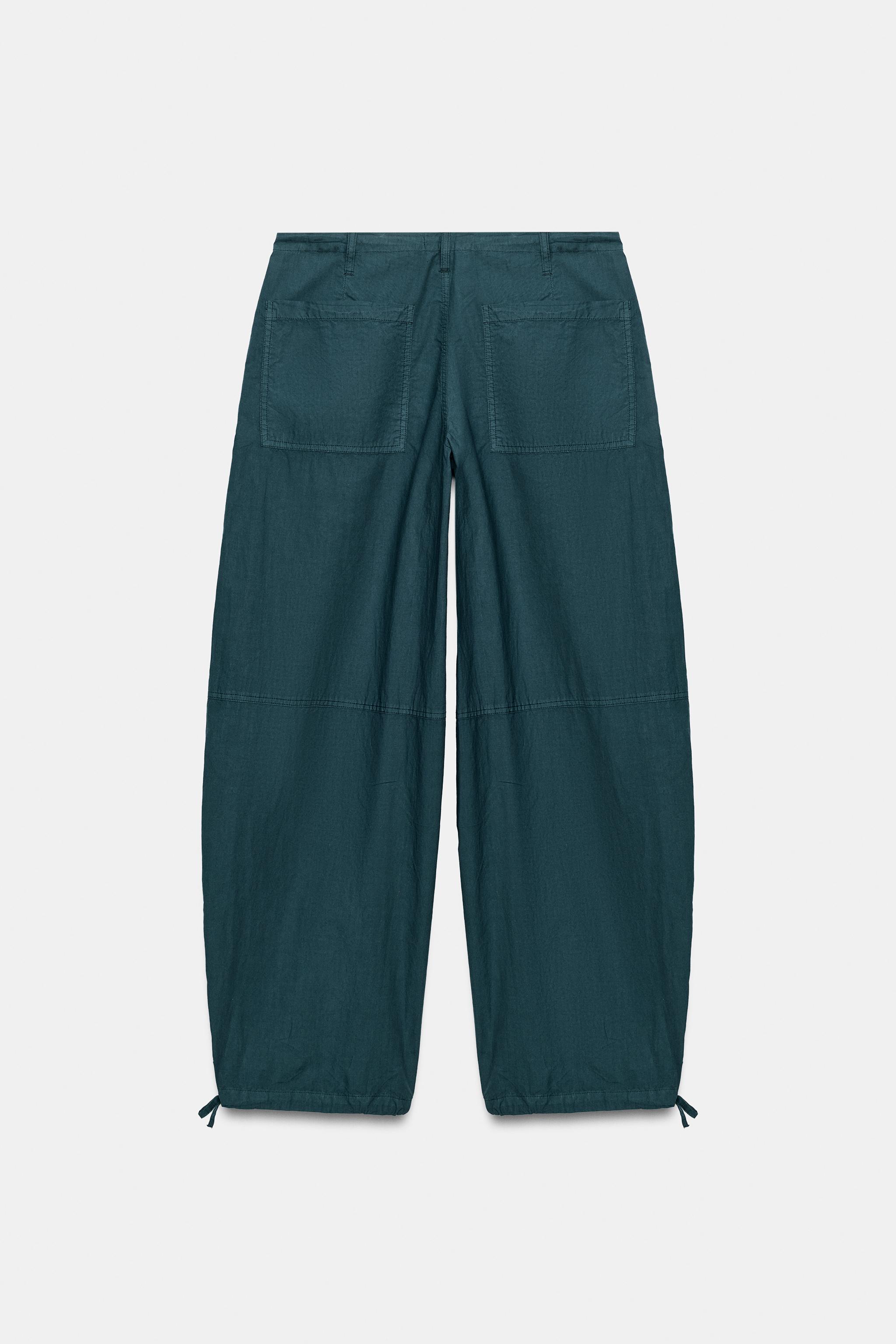 Женские брюки Zara DRAWSTRING WIDE-LEG PANTS — фото 7