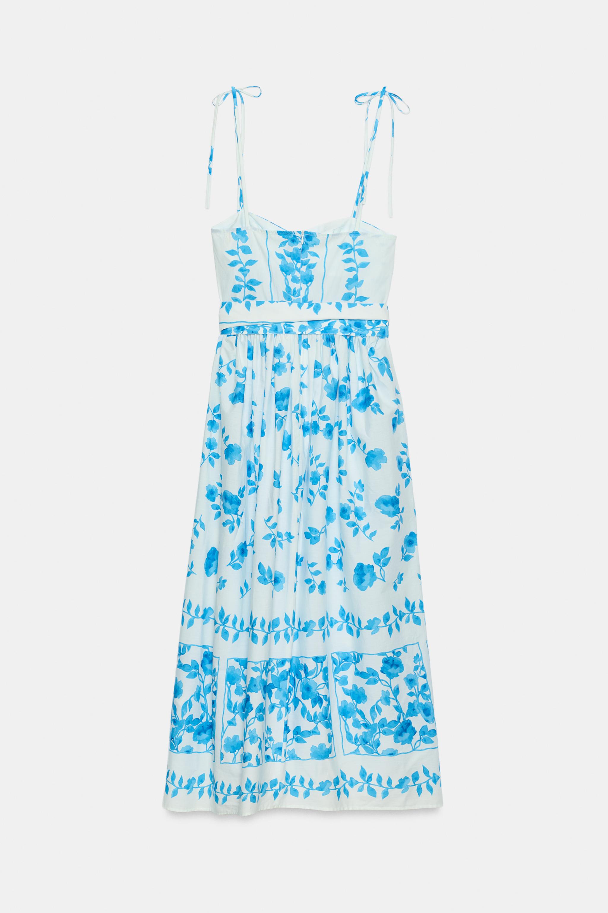POPLIN PRINT MIDI DRESS