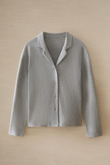 CHEMISE MANCHES LONGUES COTON - Gris de Zara - Image 4