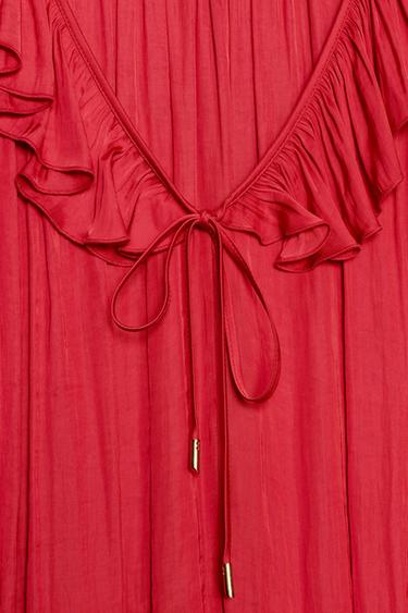 SATIN BLOUSE WITH RUFFLES AND SHOULDER PADS - Strawberry by Zara - Image 4