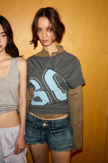 GATHERED NUMBER T-SHIRT - Grey by Zara - Image 1