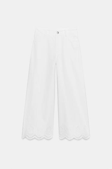 CULOTTES WITH CUTWORK EMBROIDERY - White by Zara - Image 6