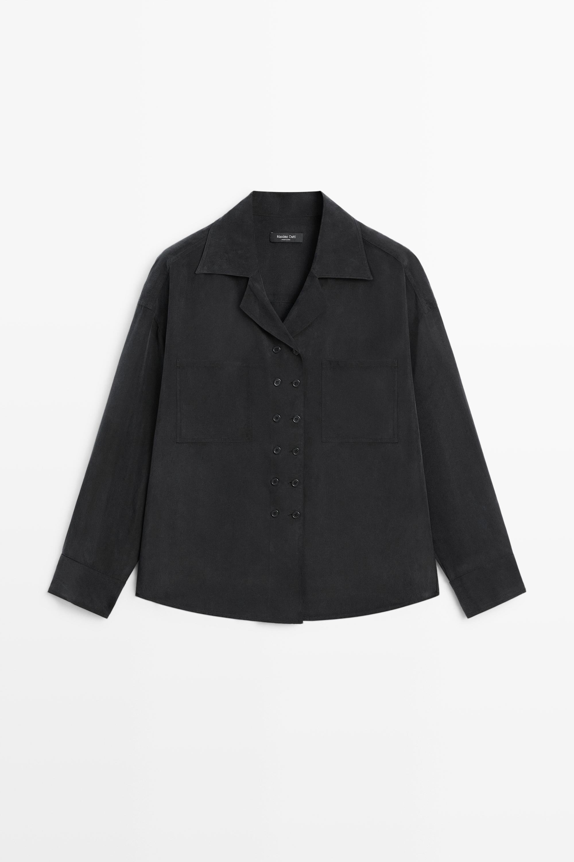 Fluid double-breasted shirt — Anthracite grey