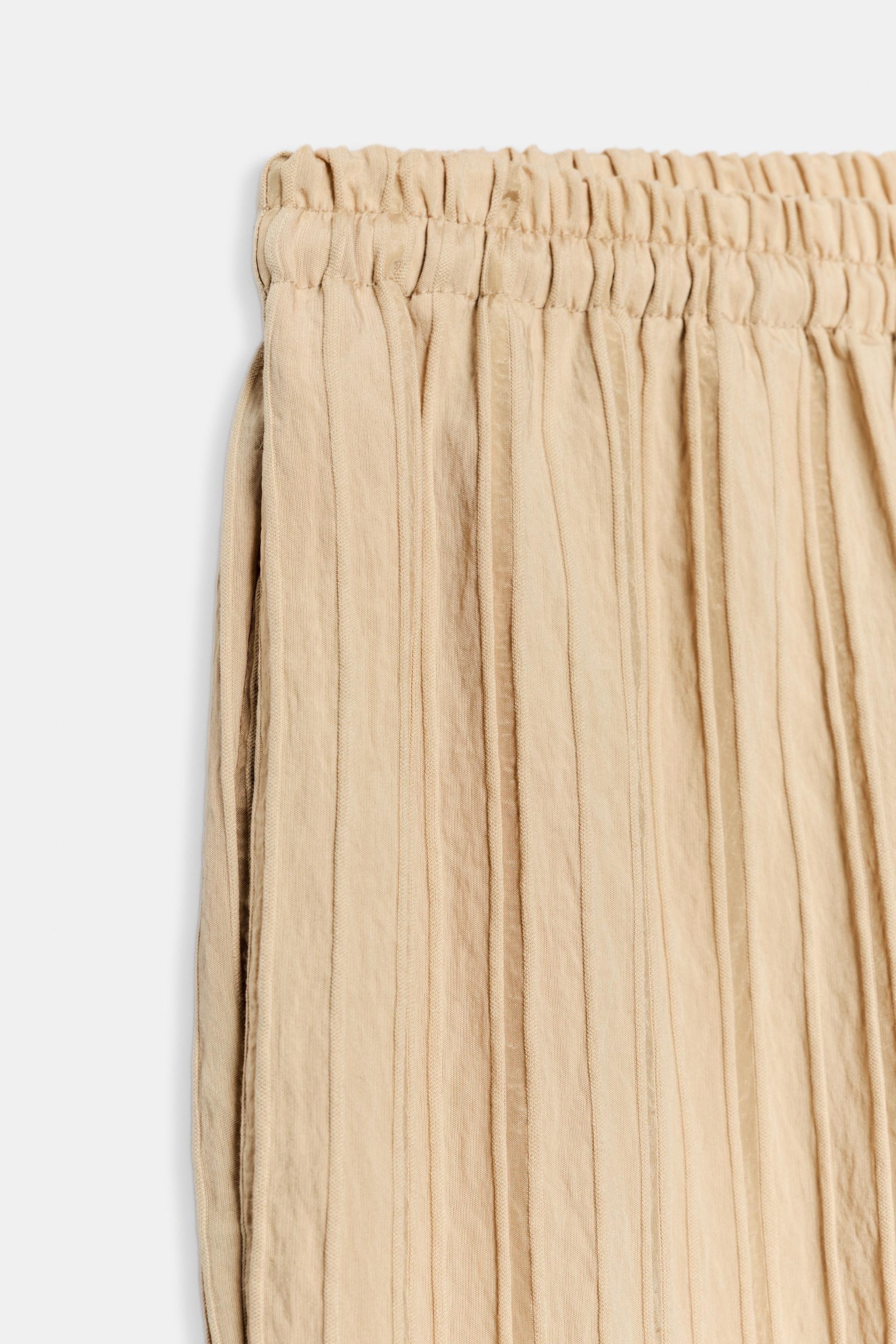 Женские брюки Zara STRIPED WIDE LEG PANTS WITH ELASTIC WAIST — фото 9