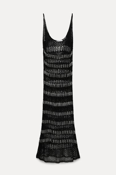 BEADED MESH DRESS - Black / Silver by Zara