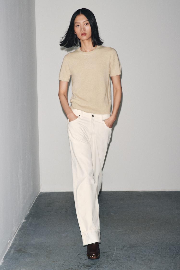 CASHMERE SHORT SLEEVE SWEATER Sand ZARA United Kingdom