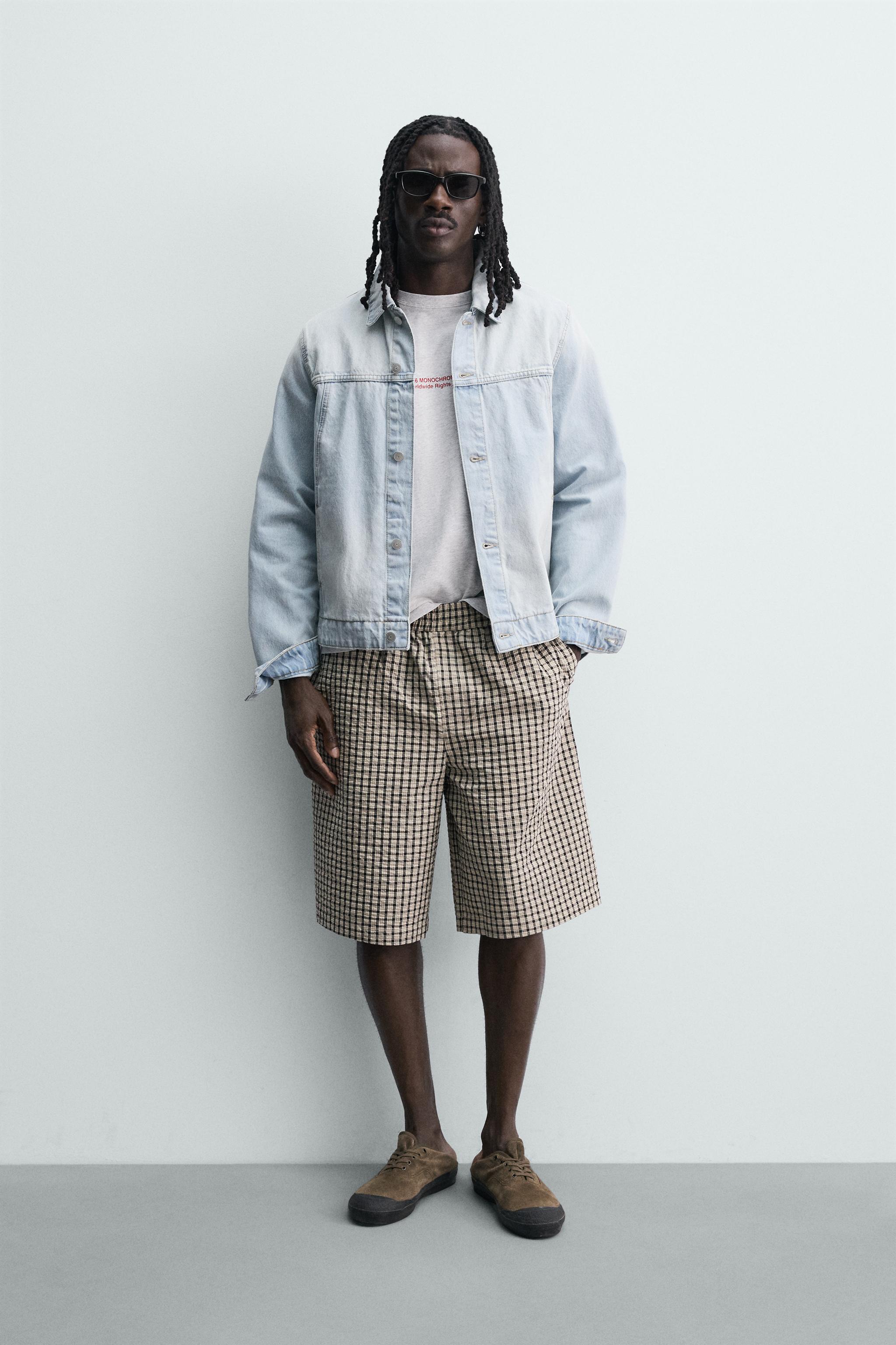 TEXTURED PLAID SHORTS