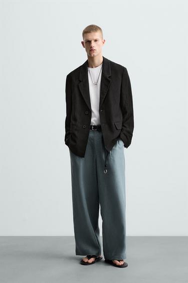 BLAZER RELAXED FIT JACQUARD ARRUGADO - Negro de Zara - Imagen 0