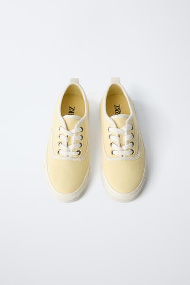 CASUAL LACE-UP SNEAKERS - Yellow by Zara - Image 4
