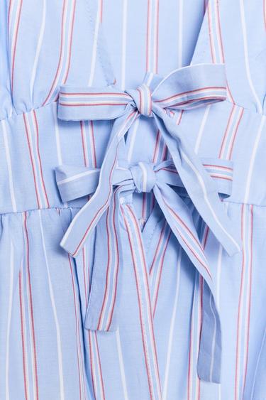 CHEMISE À RAYURES ET LACETS - Bleu / Blanc de Zara - Image 9
