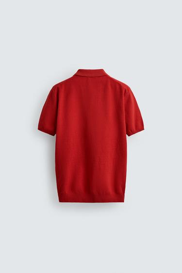 POLO EN MAILLE REGULAR FIT STRUCTURÉ - Rouge de Zara - Image 7