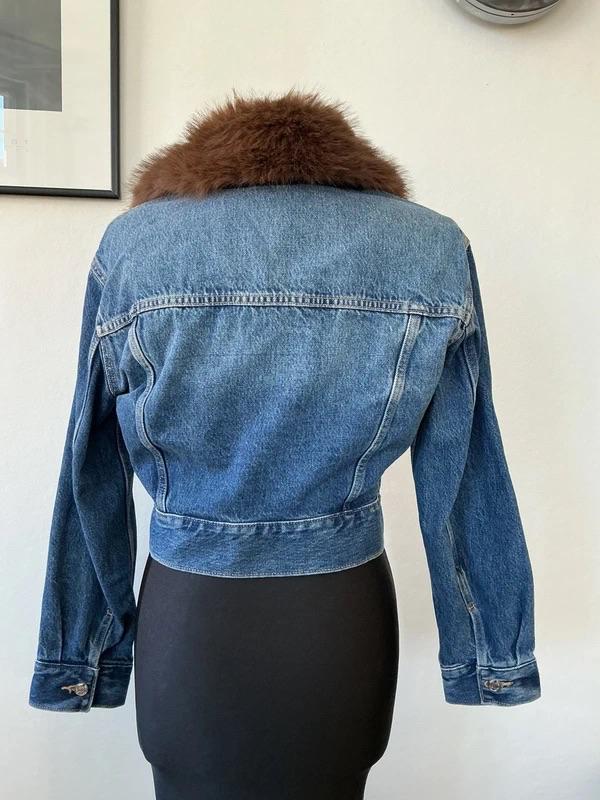 Z1975 FAUX FUR COLLAR SHORT DENIM JACKET - Image 2